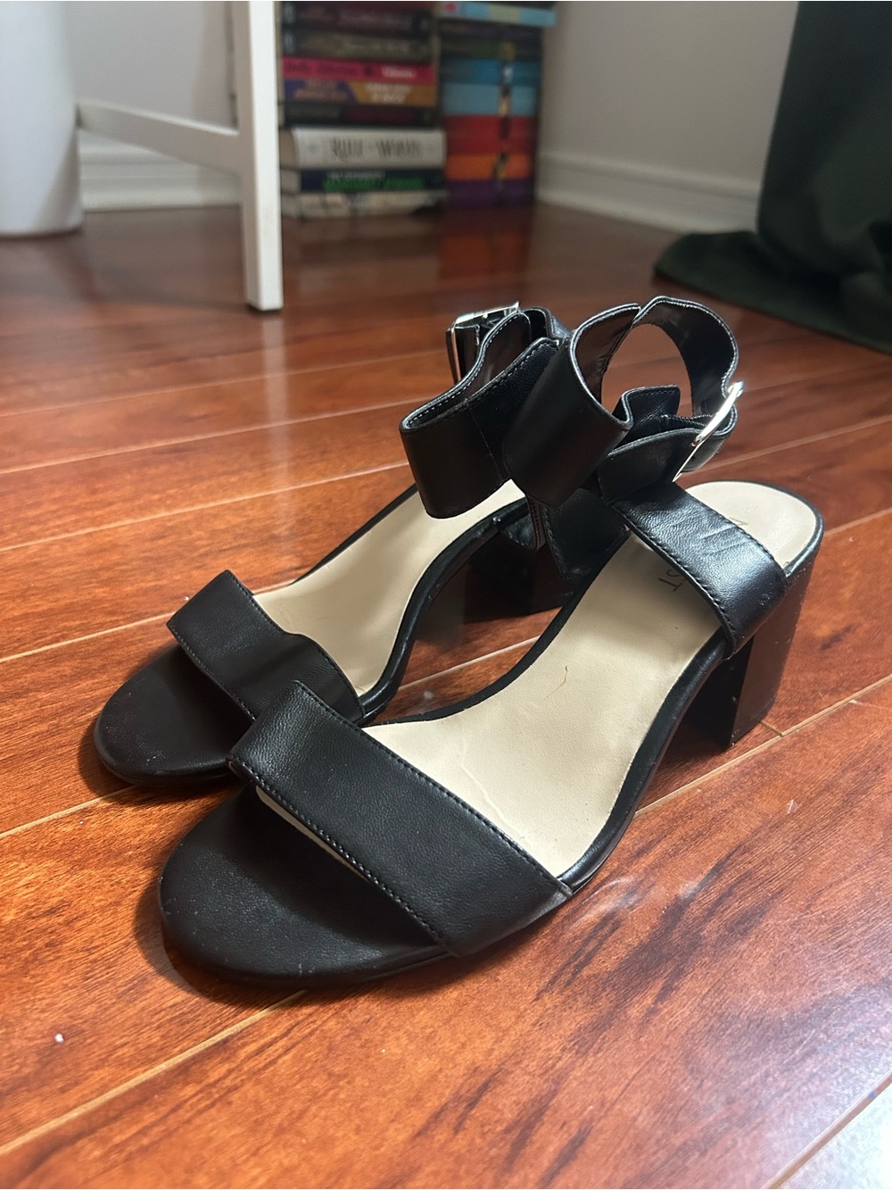 Nine West Black Block Heel Ankle-Strap Sandals